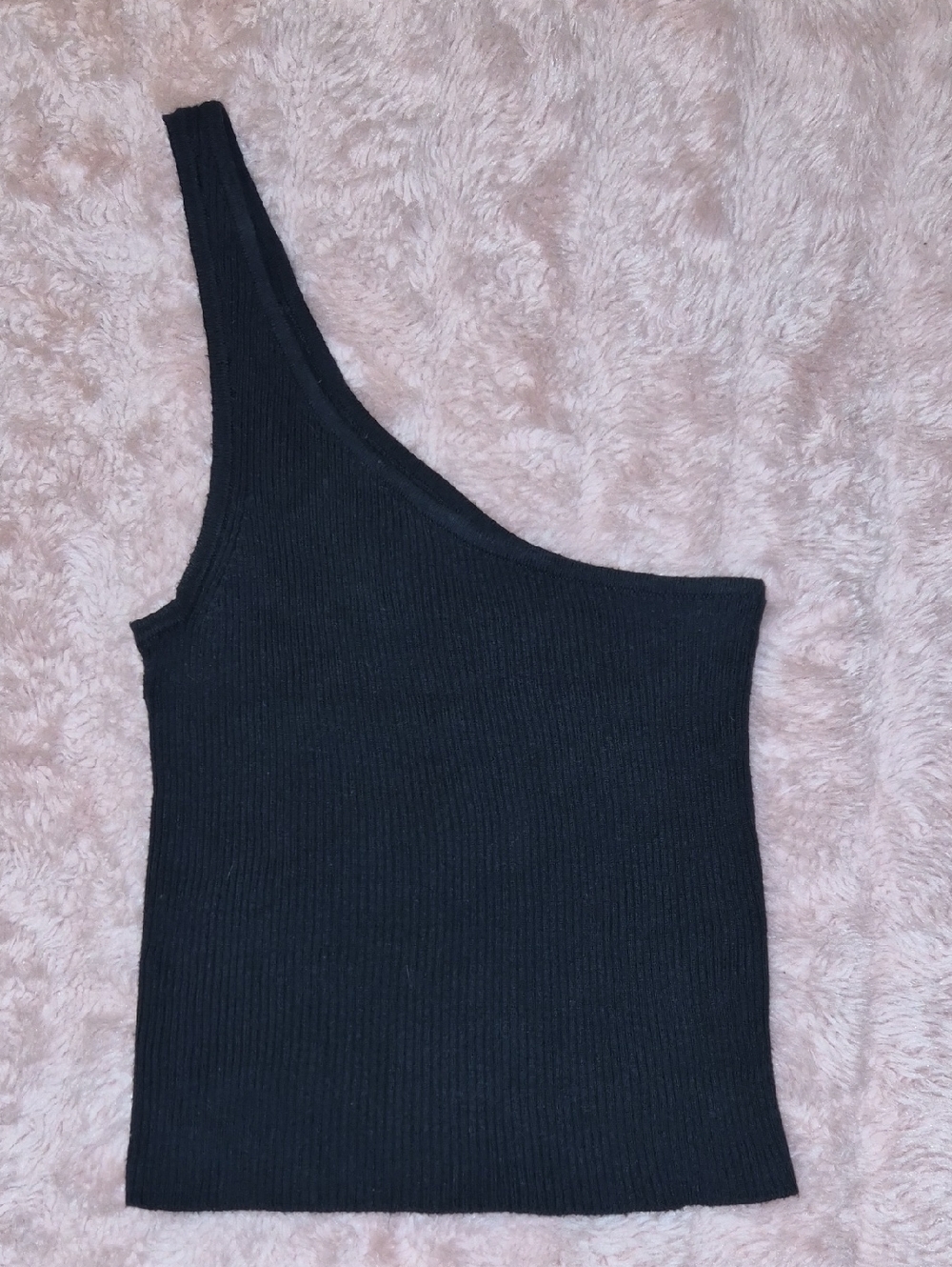 American Eagle Outfitters Charcoal Gray Ribbed One-Shoulder Tank